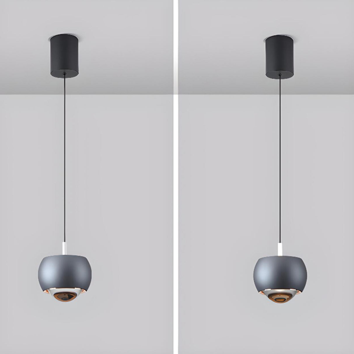 Modern Double Glass Ball Led Pendant Light Adjustable Cord Image - 18