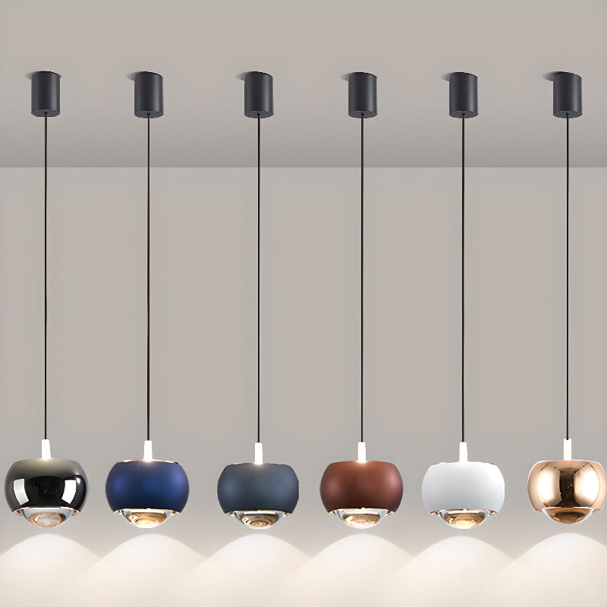 Modern Double Glass Ball Led Pendant Light Adjustable Cord Image - 20