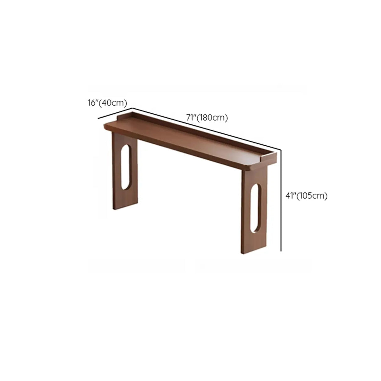 Modern Double Pedestal Rectangular Slim Brown Wood Bar Table Image - 11