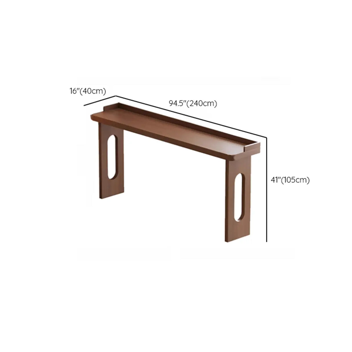 Modern Double Pedestal Rectangular Slim Brown Wood Bar Table Image - 14