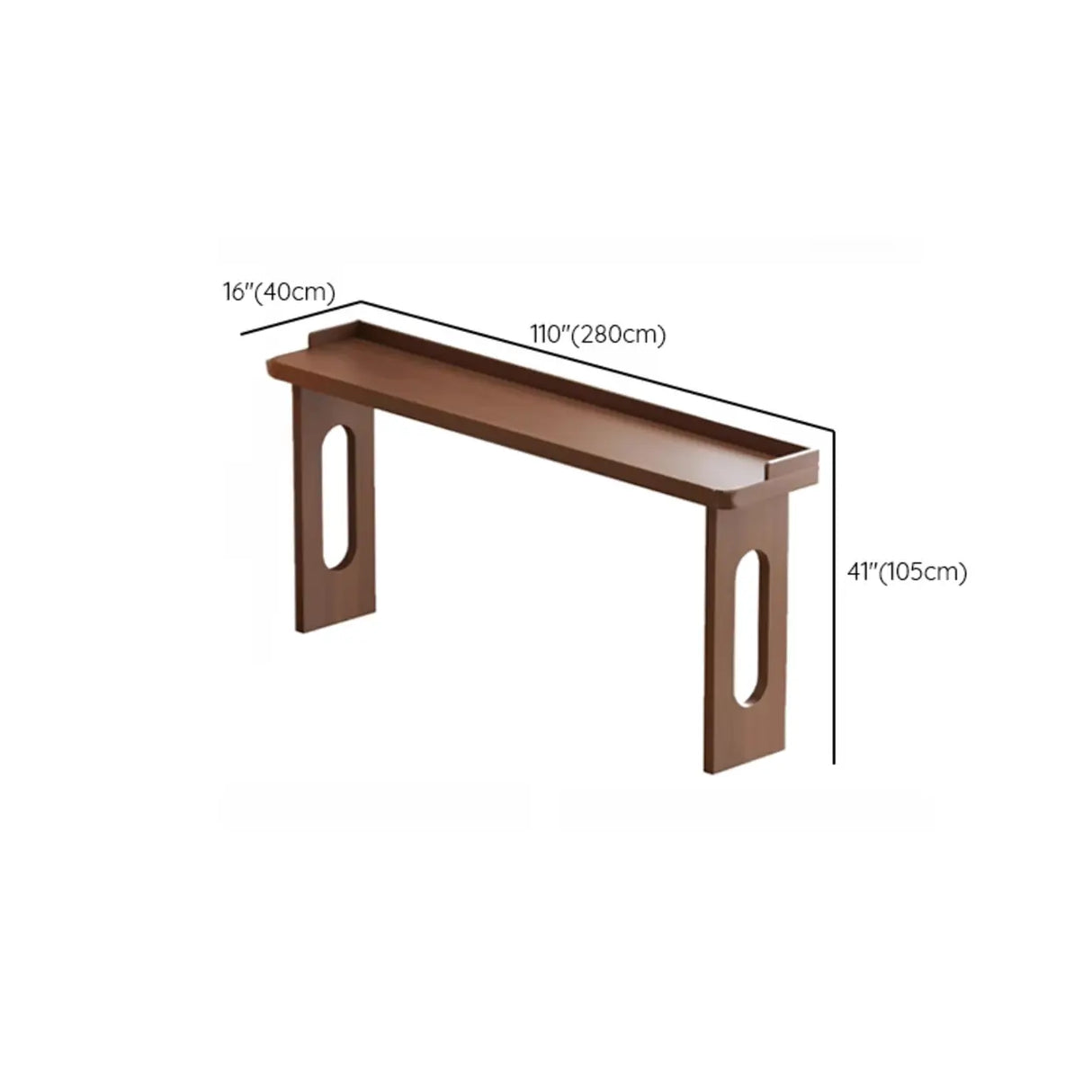 Modern Double Pedestal Rectangular Slim Brown Wood Bar Table Image - 16
