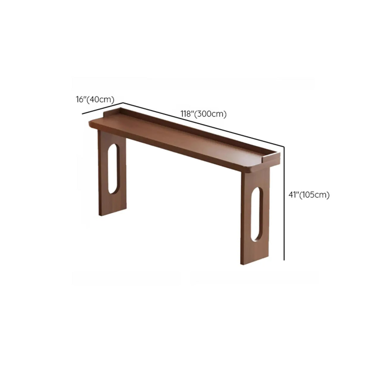 Modern Double Pedestal Rectangular Slim Brown Wood Bar Table Image - 17