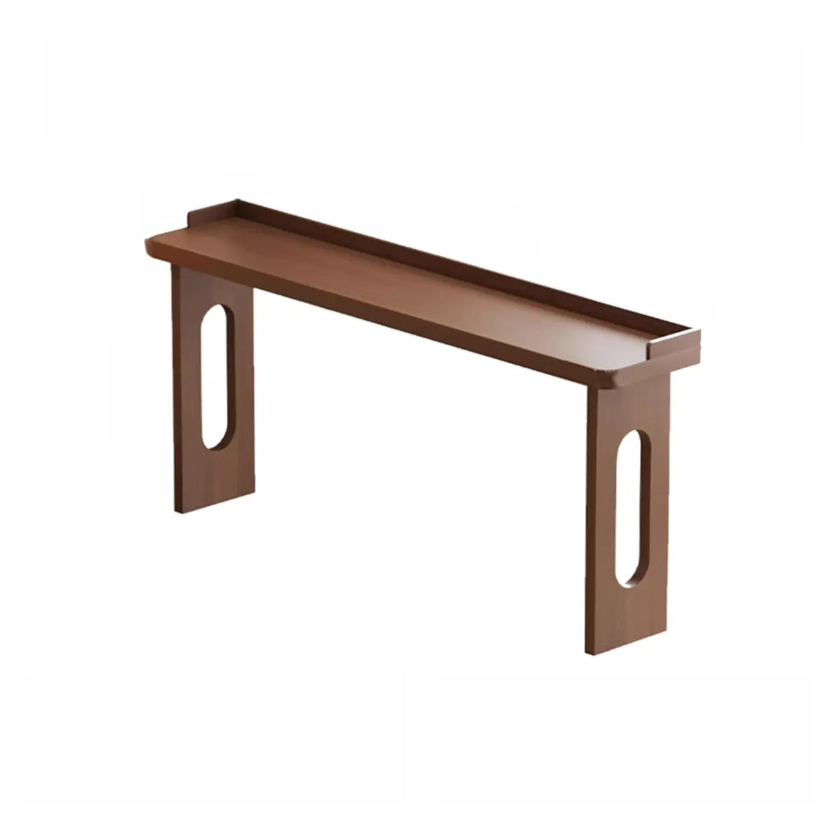 Modern Double Pedestal Rectangular Slim Brown Wood Bar Table Image - 2