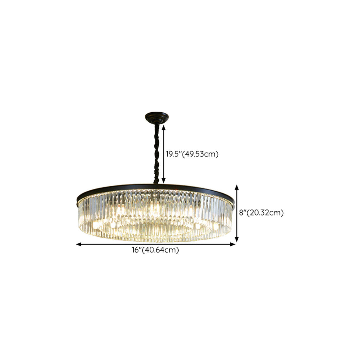 Modern Drum Adjustable Height Crystal Chandelier