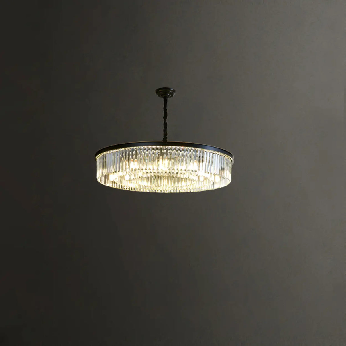 Modern Drum Adjustable Height Crystal Chandelier Image - 4