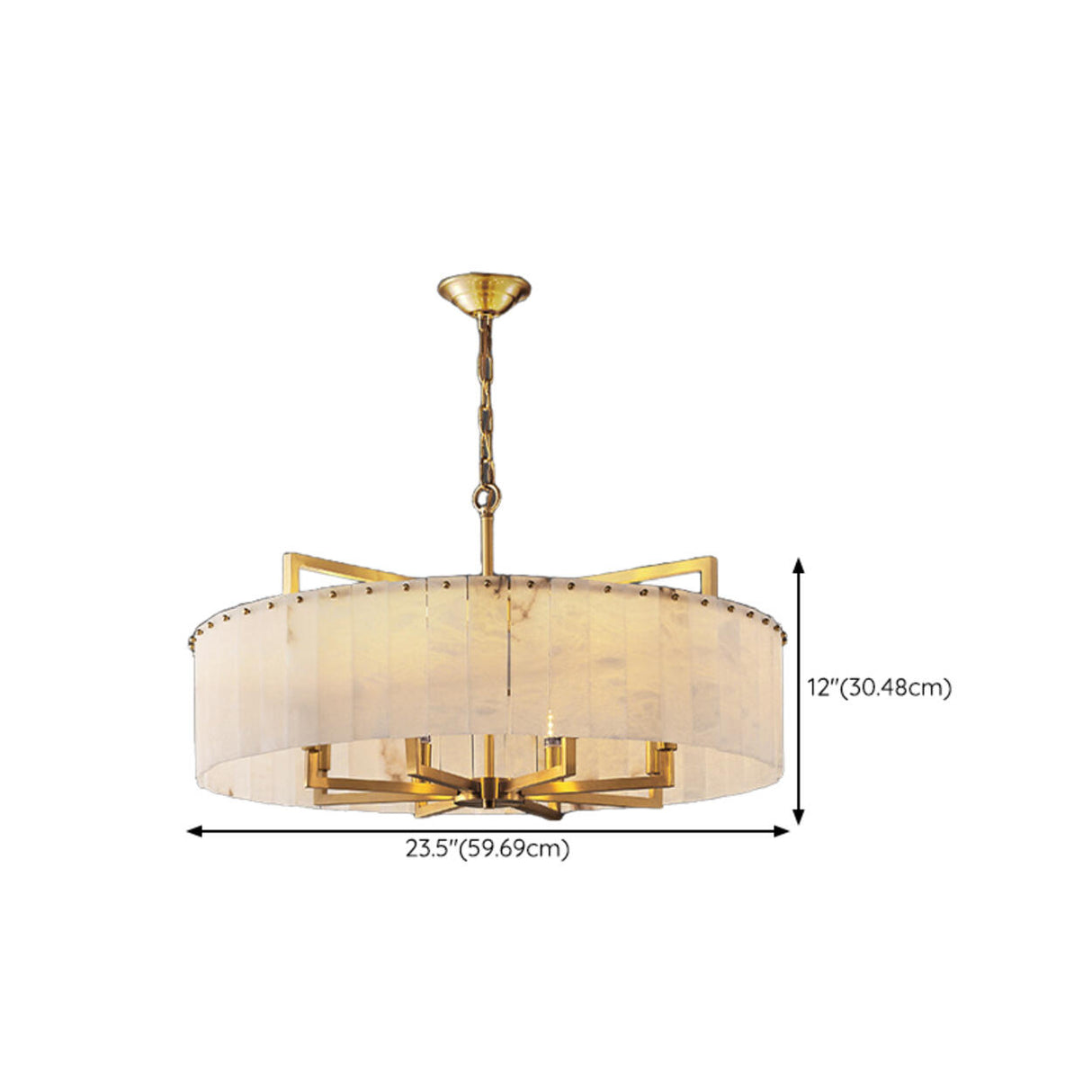 Modern Drum Marble Stone Chandelier Adjustable Chain Image - 11