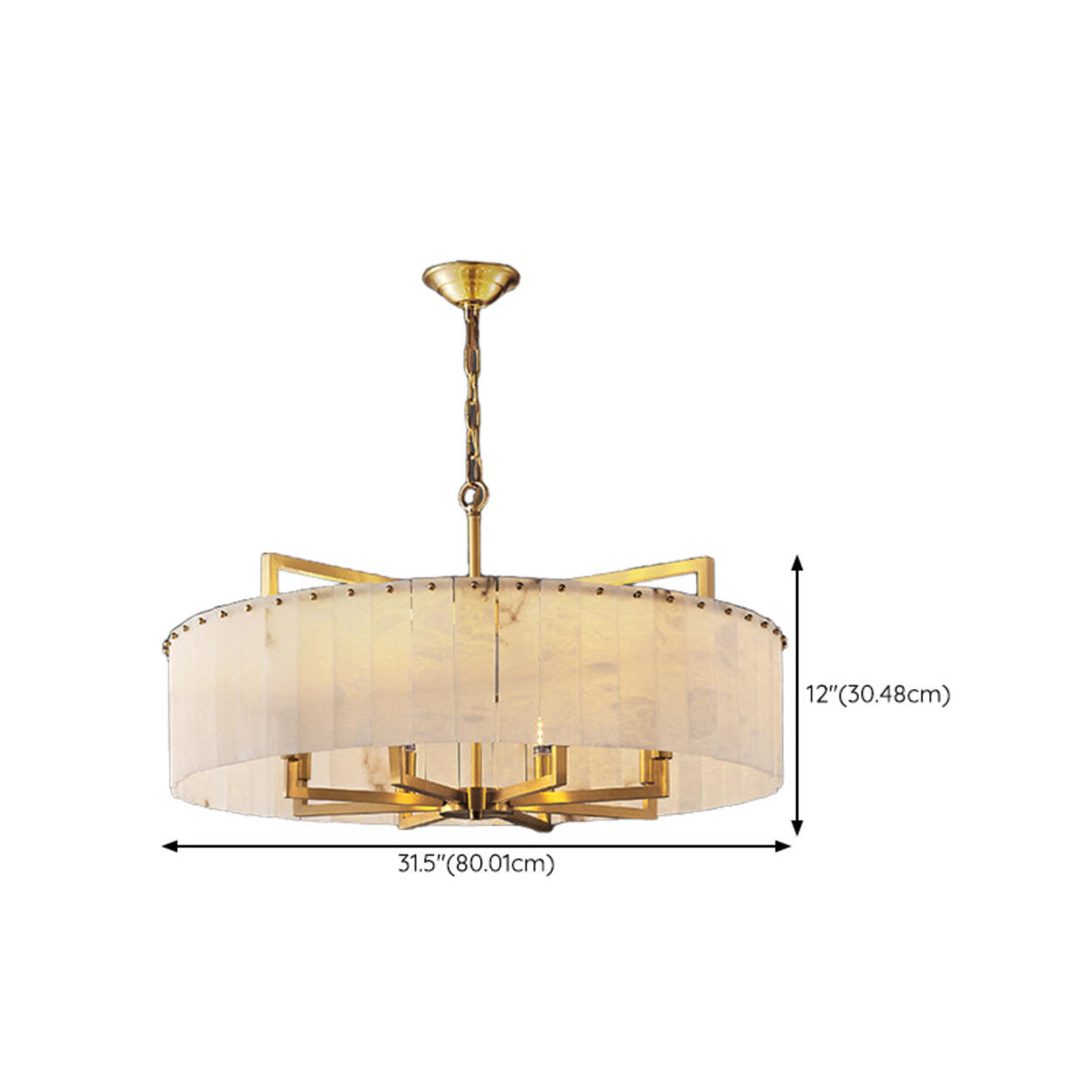 Modern Drum Marble Stone Chandelier Adjustable Chain Image - 12