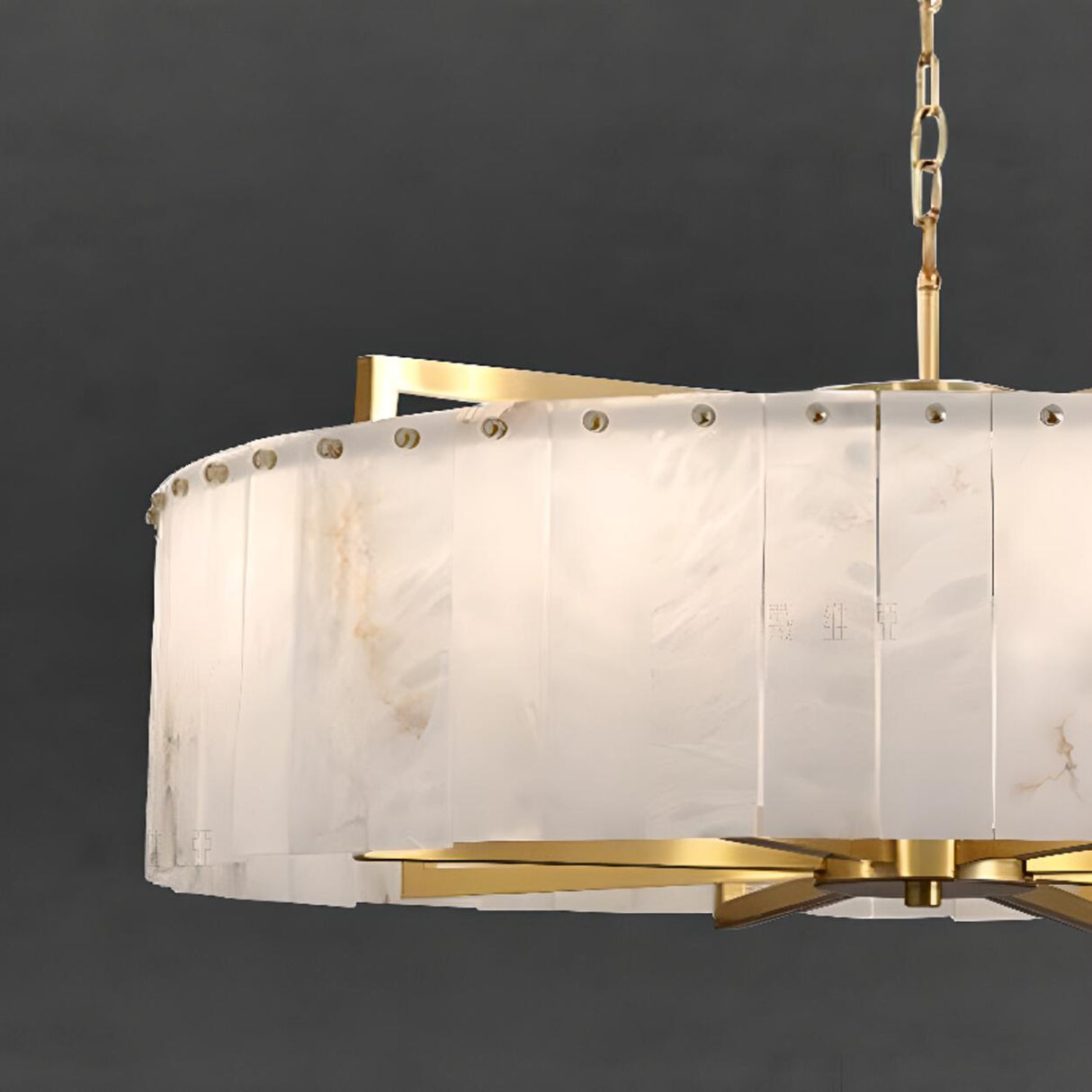 Modern Drum Marble Stone Chandelier Adjustable Chain Image - 9