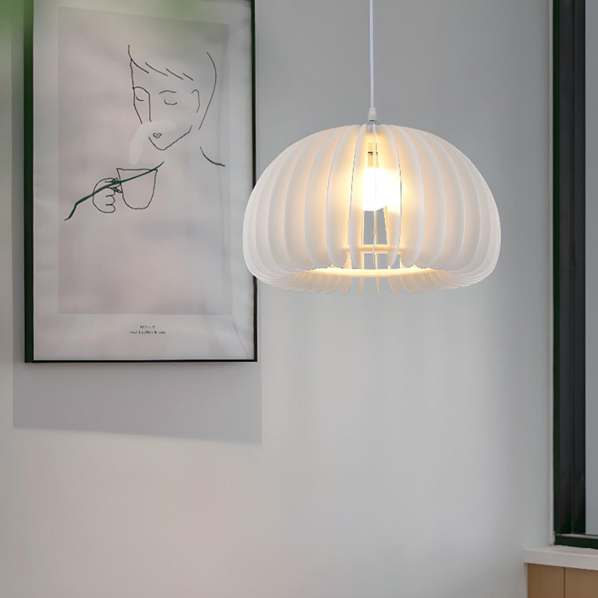 Modern Drum Pendant Lamp Adjustable Height Image - 3