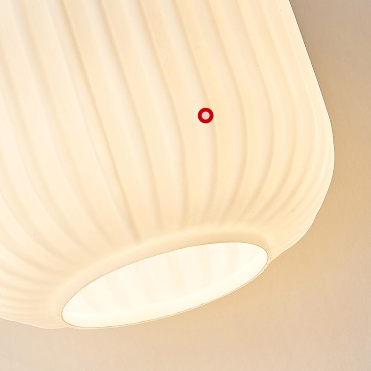 Modern Drum White Ribbed Glass Ceiling Pendant Light Image - 13