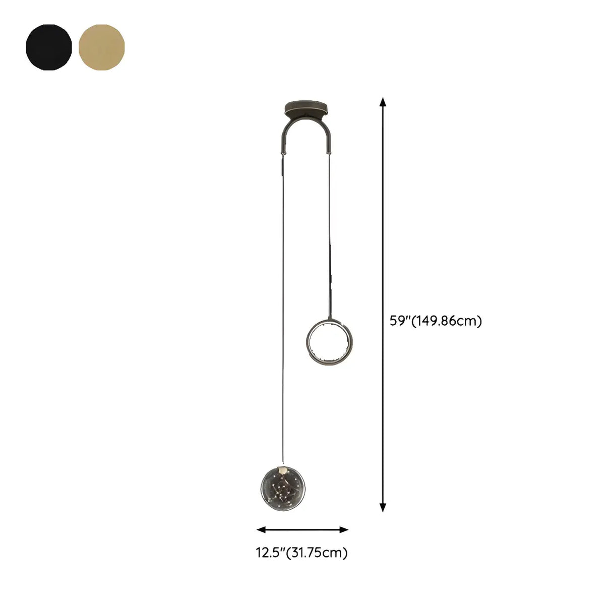 Modern Dual Light Glass Globe and Ring Bedroom Pendant Light