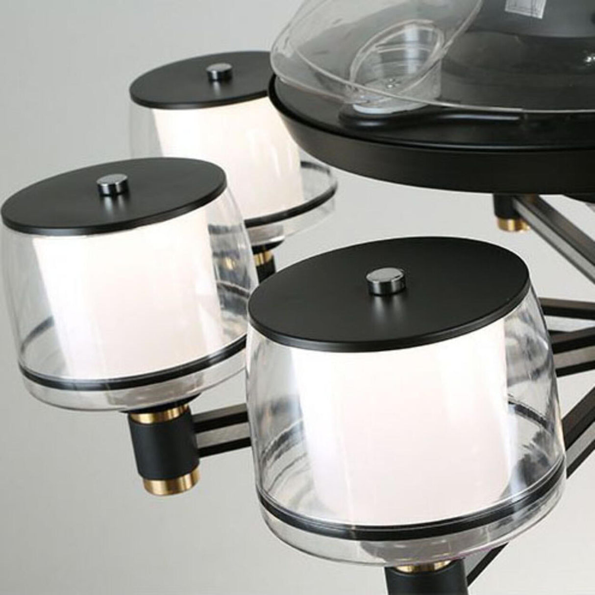 Modern Elegant Column Shade Chandelier Fan with 8 Lamps Image - 16