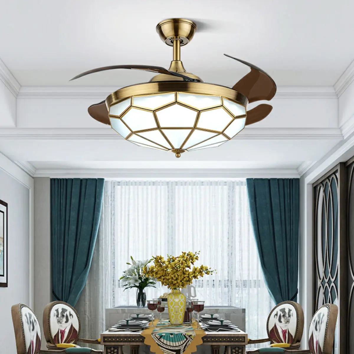 Modern Elegant Flower Drum Shape Ceiling Fan with Light Image - 1