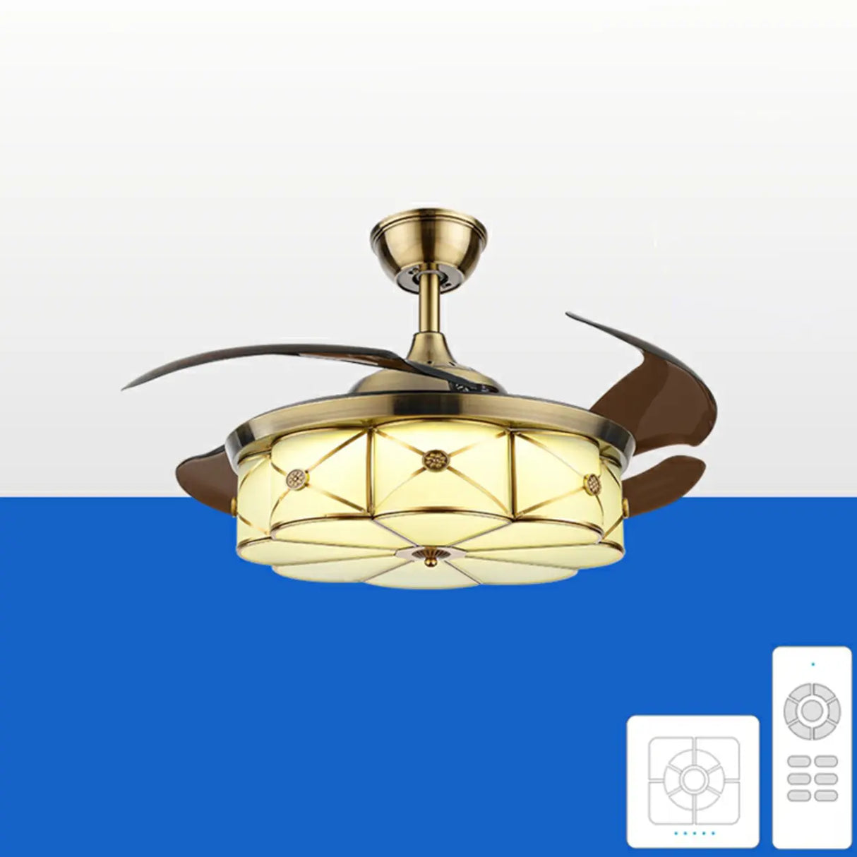 Modern Elegant Flower Drum Shape Ceiling Fan with Light Image - 7