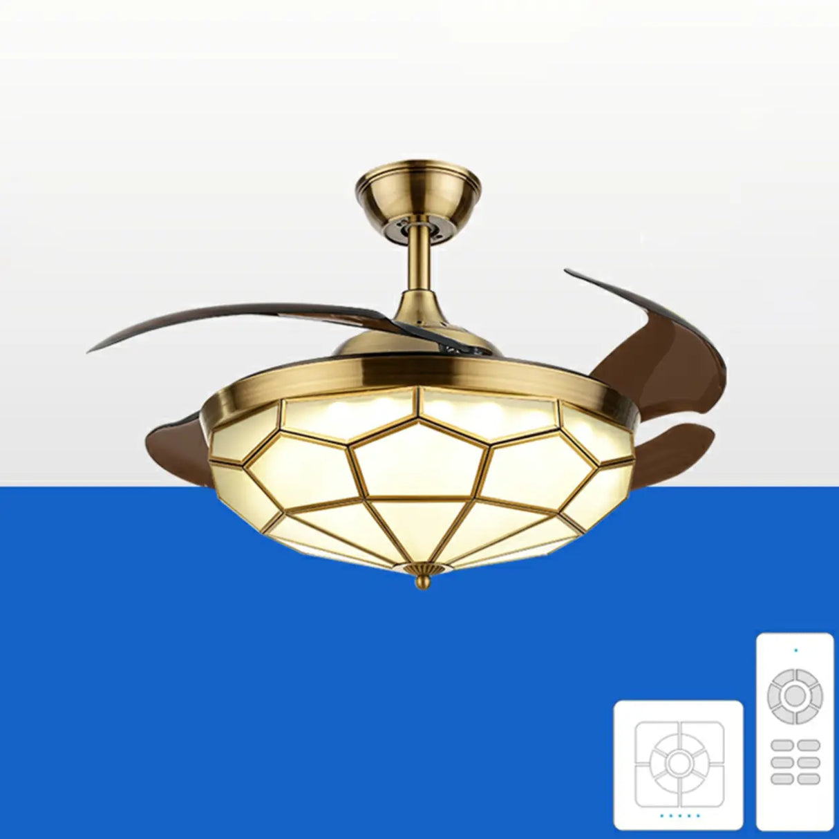 Modern Elegant Flower Drum Shape Ceiling Fan with Light Image - 10