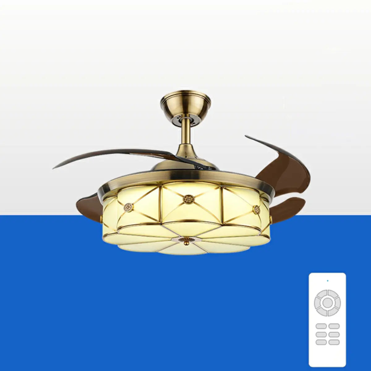 Modern Elegant Flower Drum Shape Ceiling Fan with Light Image - 6