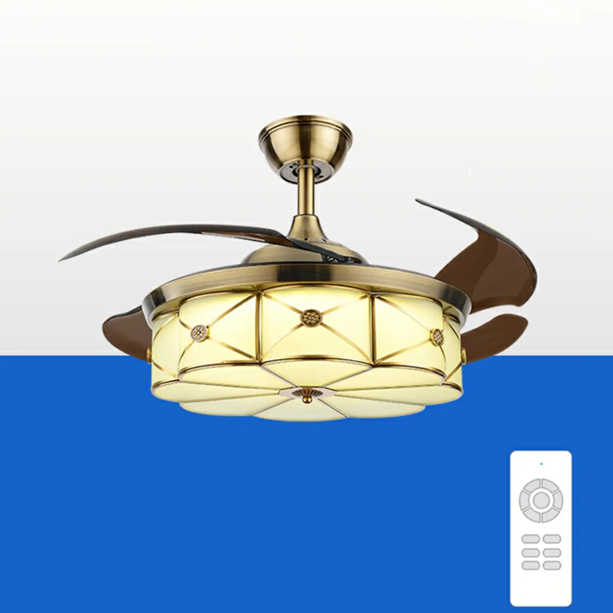Modern Elegant Flower Drum Shape Ceiling Fan with Light Image - 12