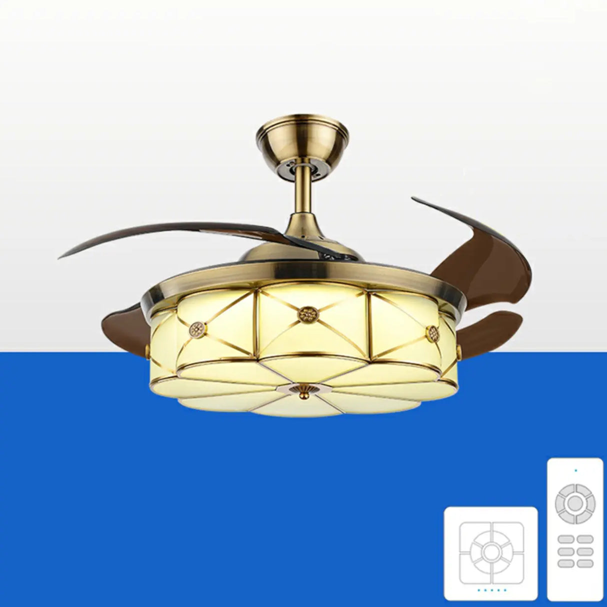 Modern Elegant Flower Drum Shape Ceiling Fan with Light Image - 14