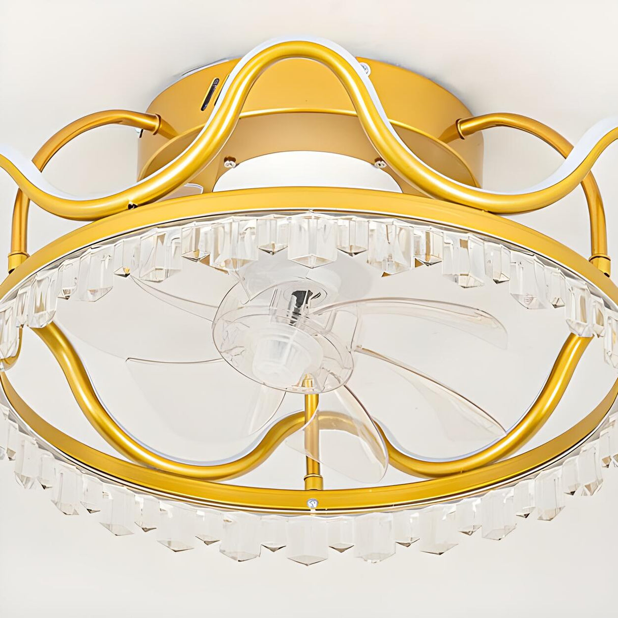 Modern Elegant Flush Crown LED Ceiling Fan with Light Image - 13