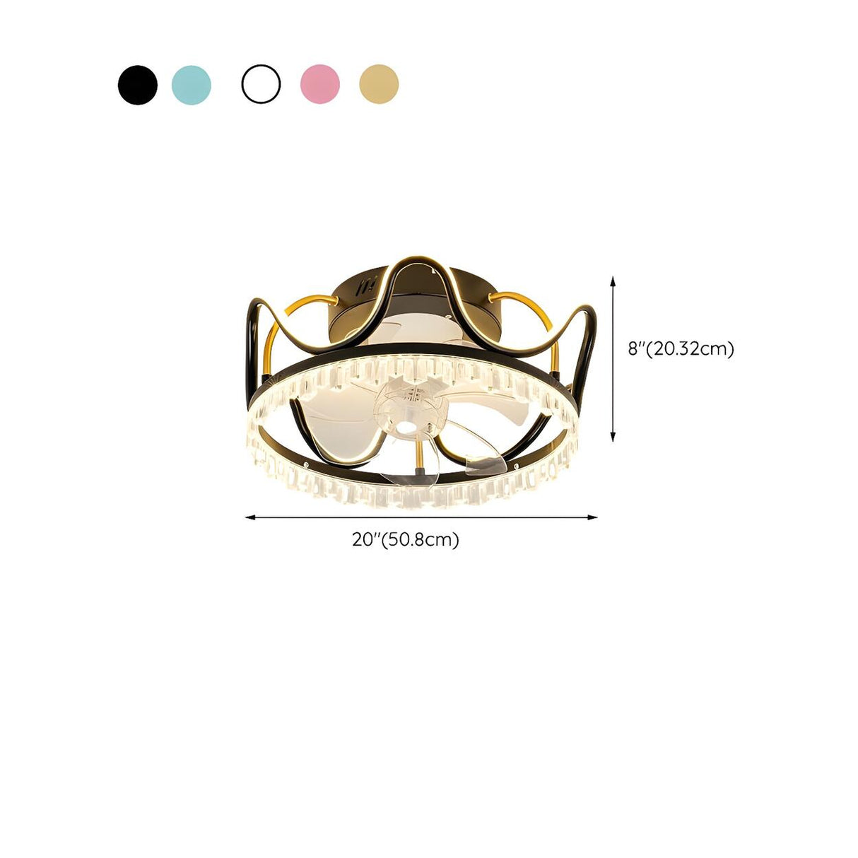 Modern Elegant Flush Crown LED Ceiling Fan with Light Image - 15