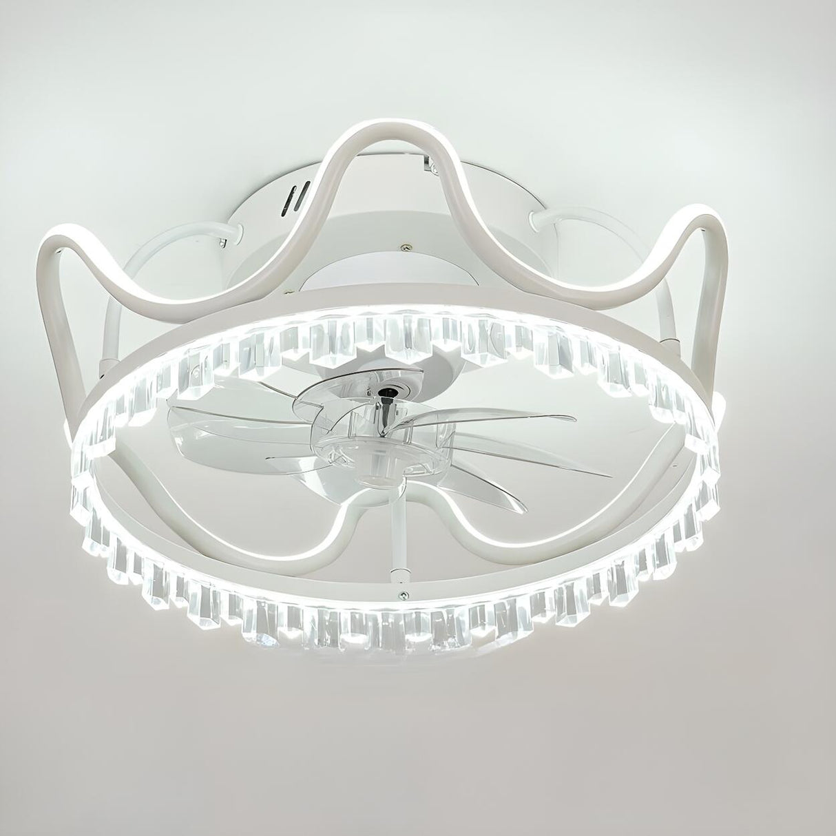 Modern Elegant Flush Crown LED Ceiling Fan with Light Image - 2