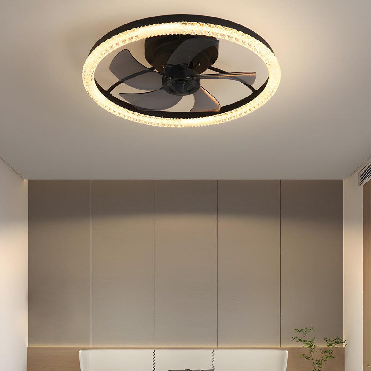 Modern Elegant Flush Ring Ceiling Fan with LED Light Image - 19
