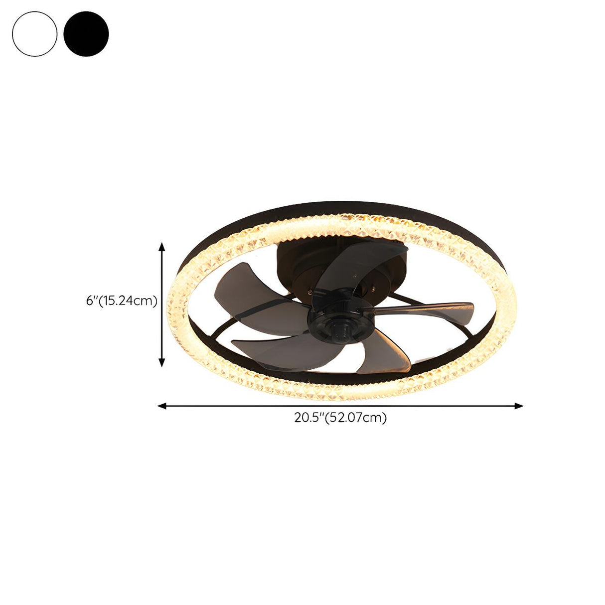 Modern Elegant Flush Ring Ceiling Fan with LED Light