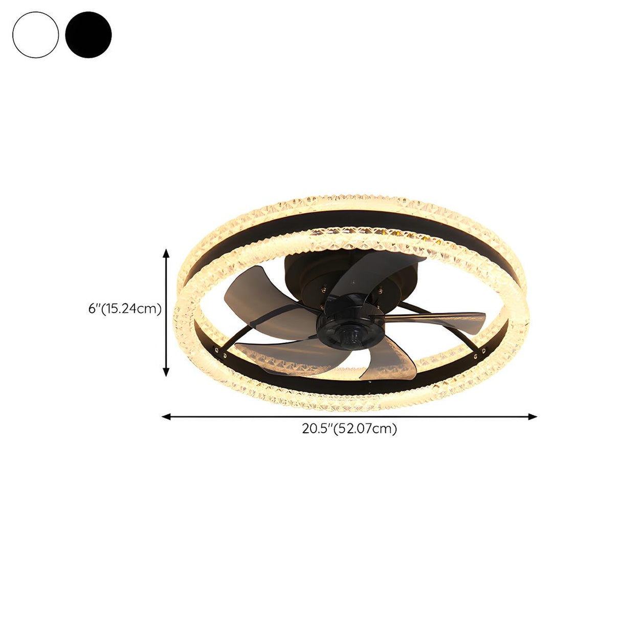 Modern Elegant Flush Ring Ceiling Fan with LED Light Image - 21