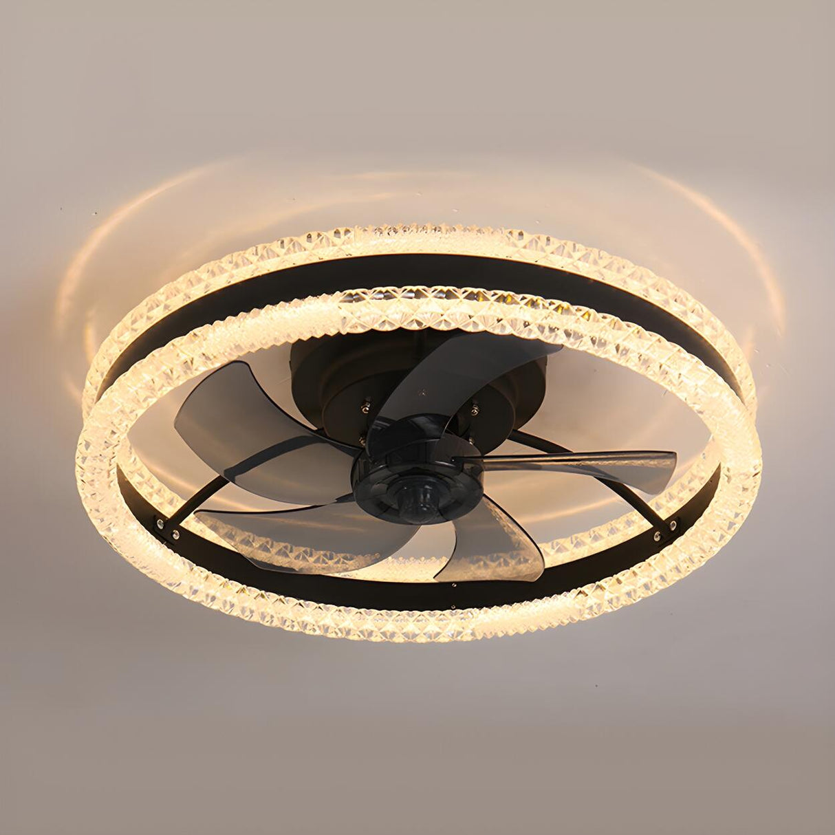 Modern Elegant Flush Ring Ceiling Fan with LED Light Image - 3