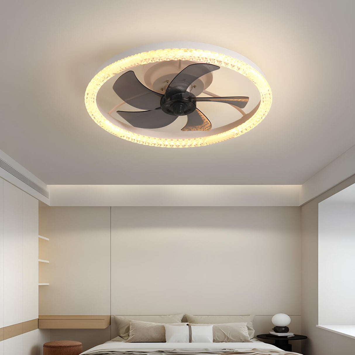 Modern Elegant Flush Ring Ceiling Fan with LED Light Image - 4