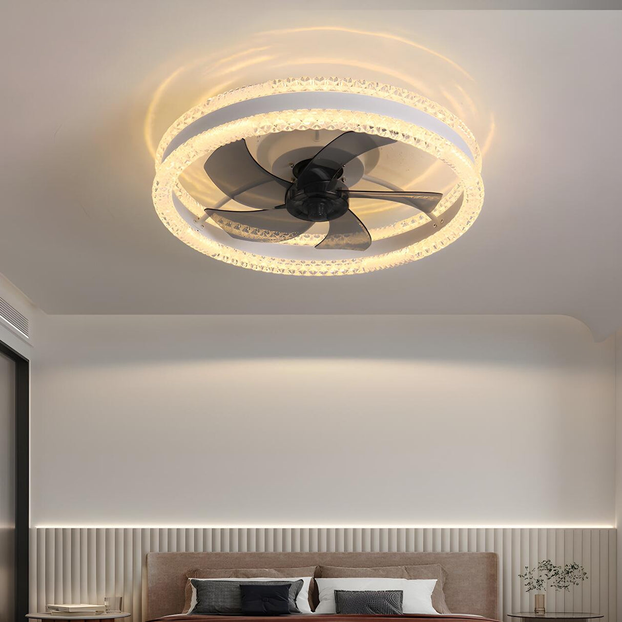 Modern Elegant Flush Ring Ceiling Fan with LED Light Image - 8