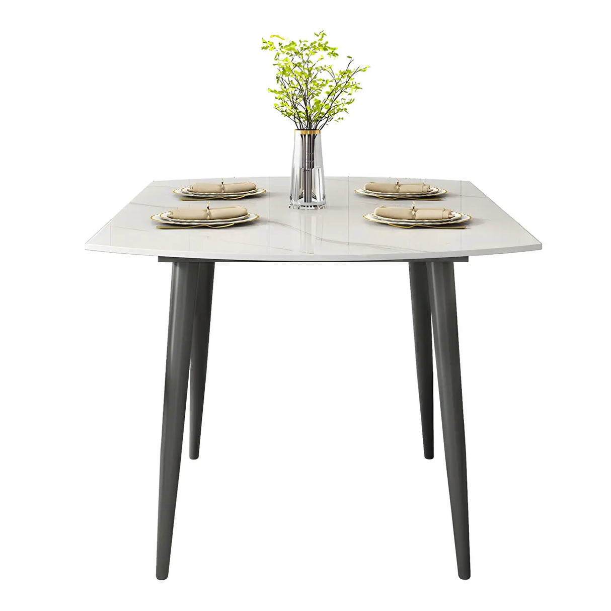 Modern Elegant Round Marble Dining Table White Extendable Image - 6