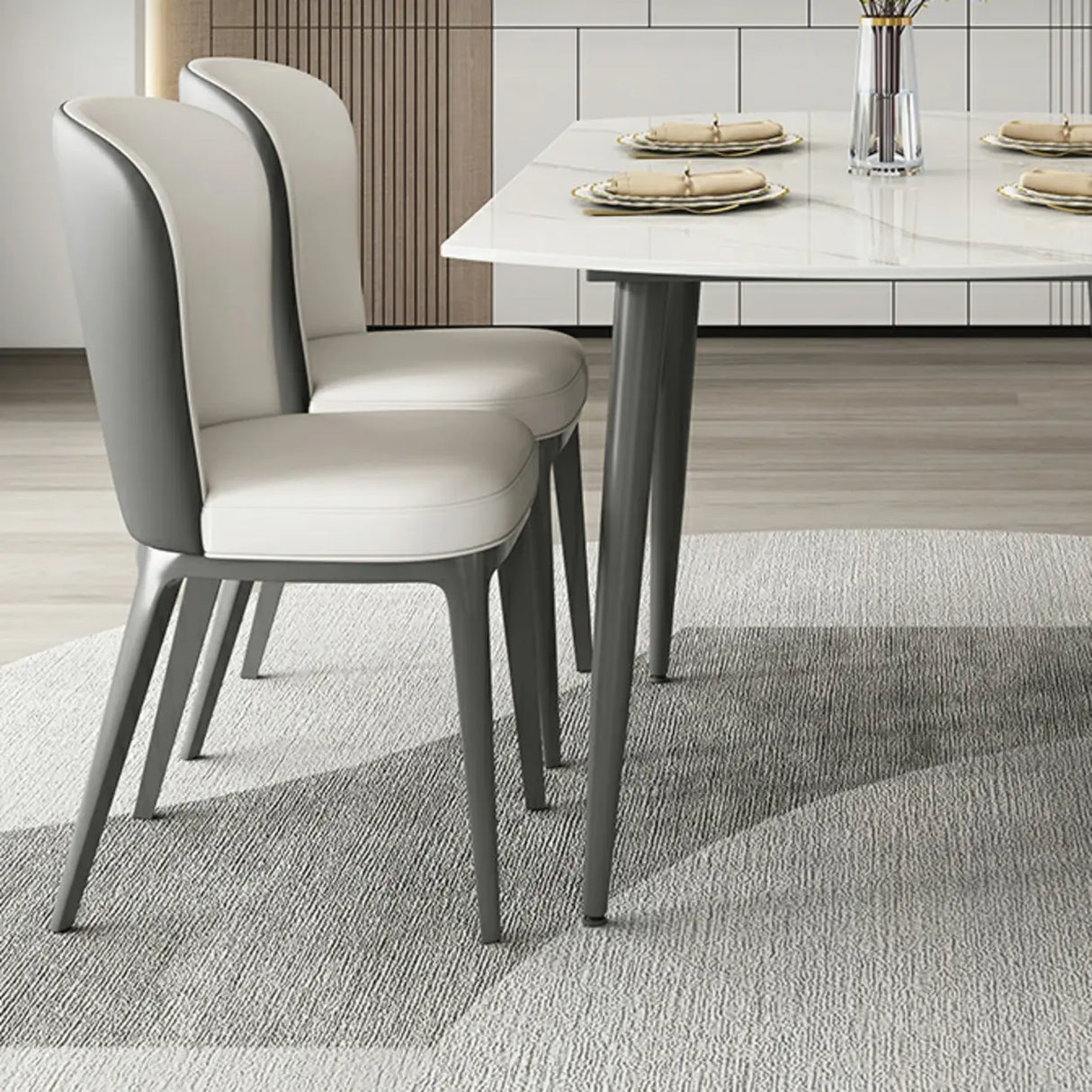 Modern Elegant Round Marble Dining Table White Extendable Image - 7