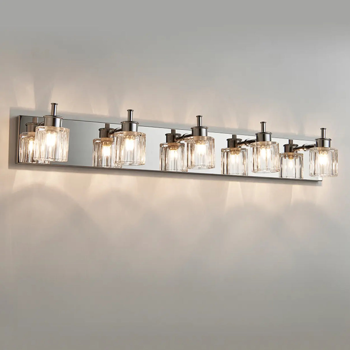 Modern Elegant Sliver 4-Light Vanity Fixture Light Image - 5