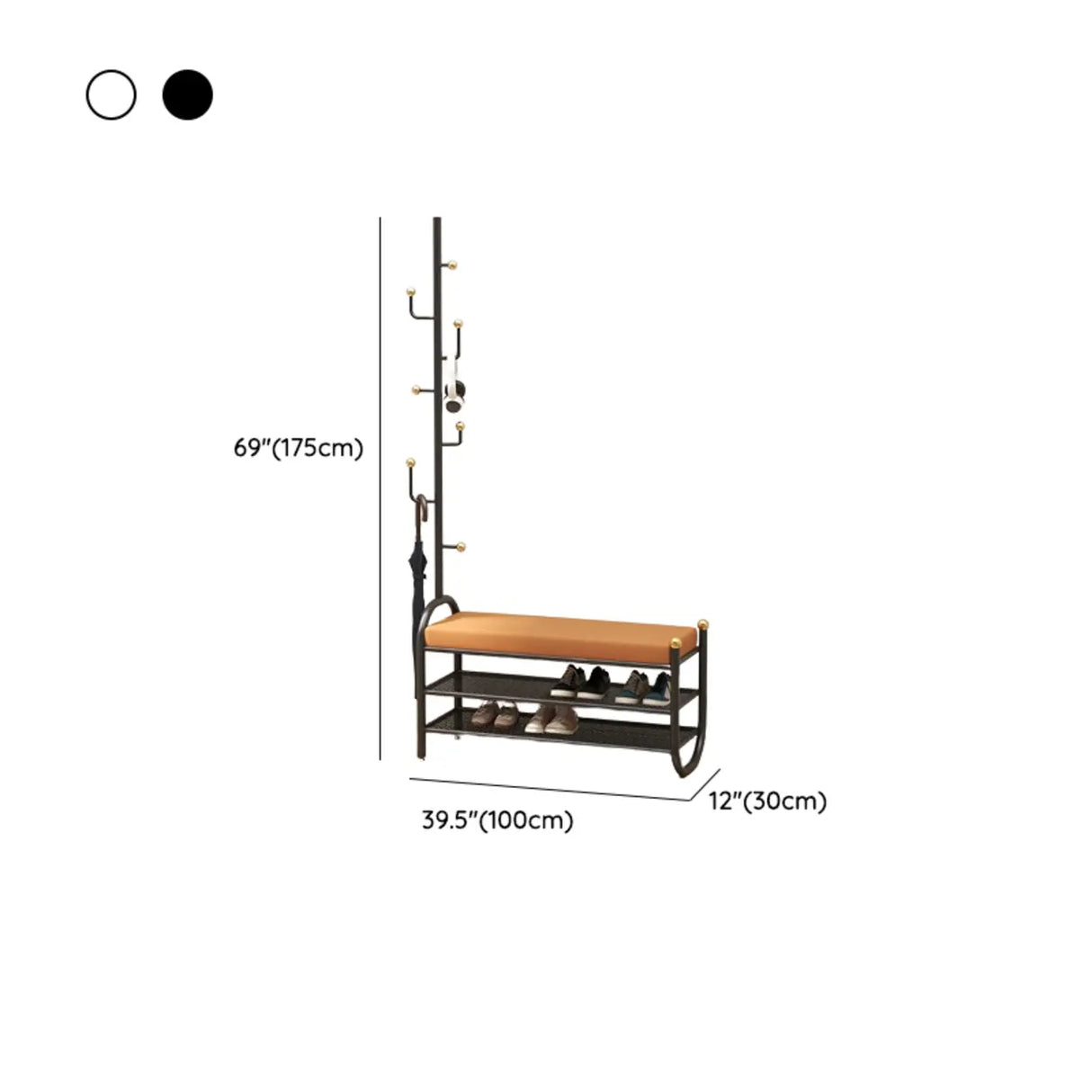 Modern Entryway Bench with Coat Rack and Shoe Storage Image - 12