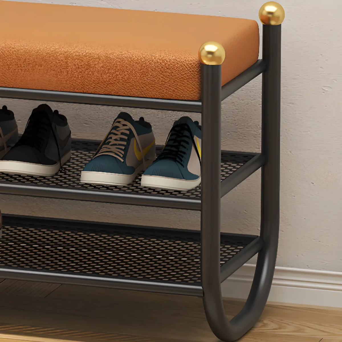 Modern Entryway Bench with Coat Rack and Shoe Storage Image - 6