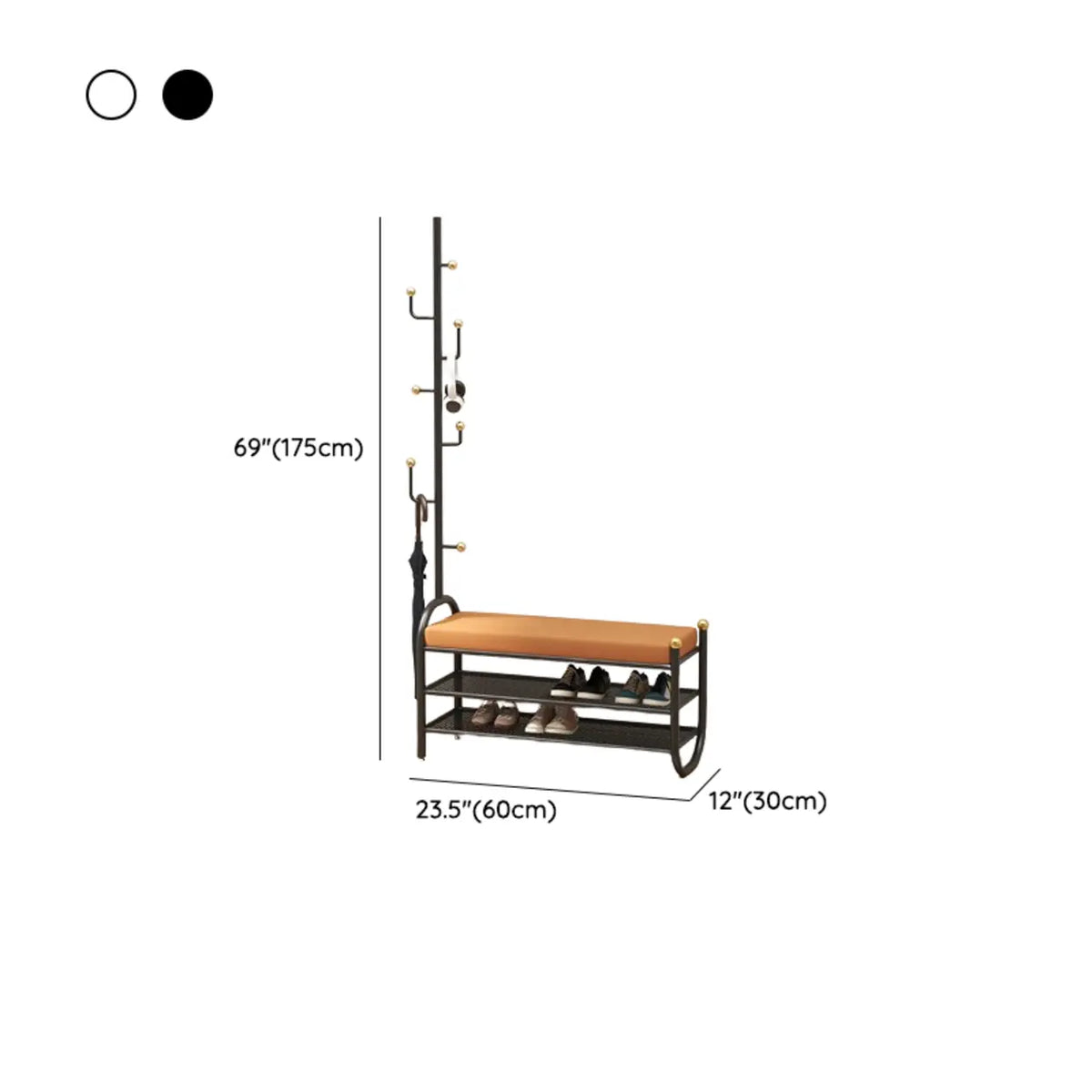 Modern Entryway Bench with Coat Rack and Shoe Storage Image - 9