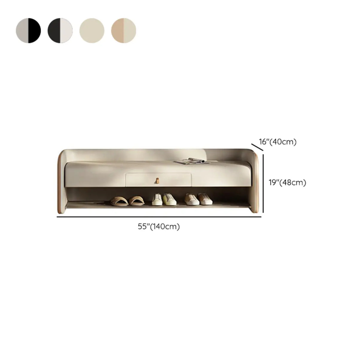 Modern Entryway Bench with Shoe Storage and Drawer Image - 12