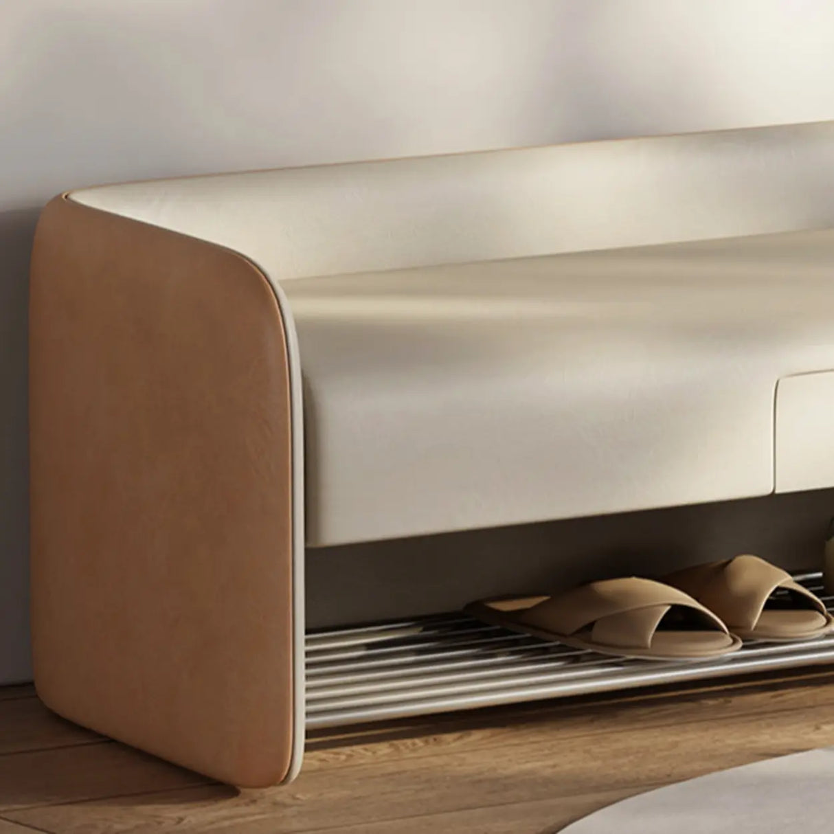 Modern Entryway Bench with Shoe Storage and Drawer Image - 7