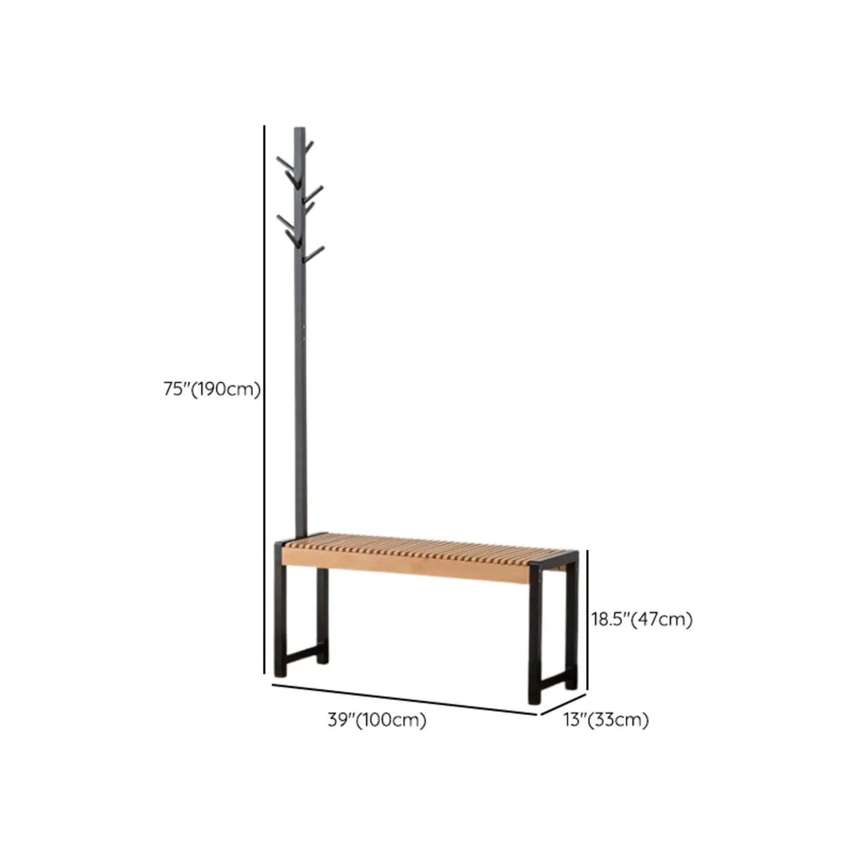 Modern Entryway Coat Rack Bench with Shoe Storage Seat Image - 11