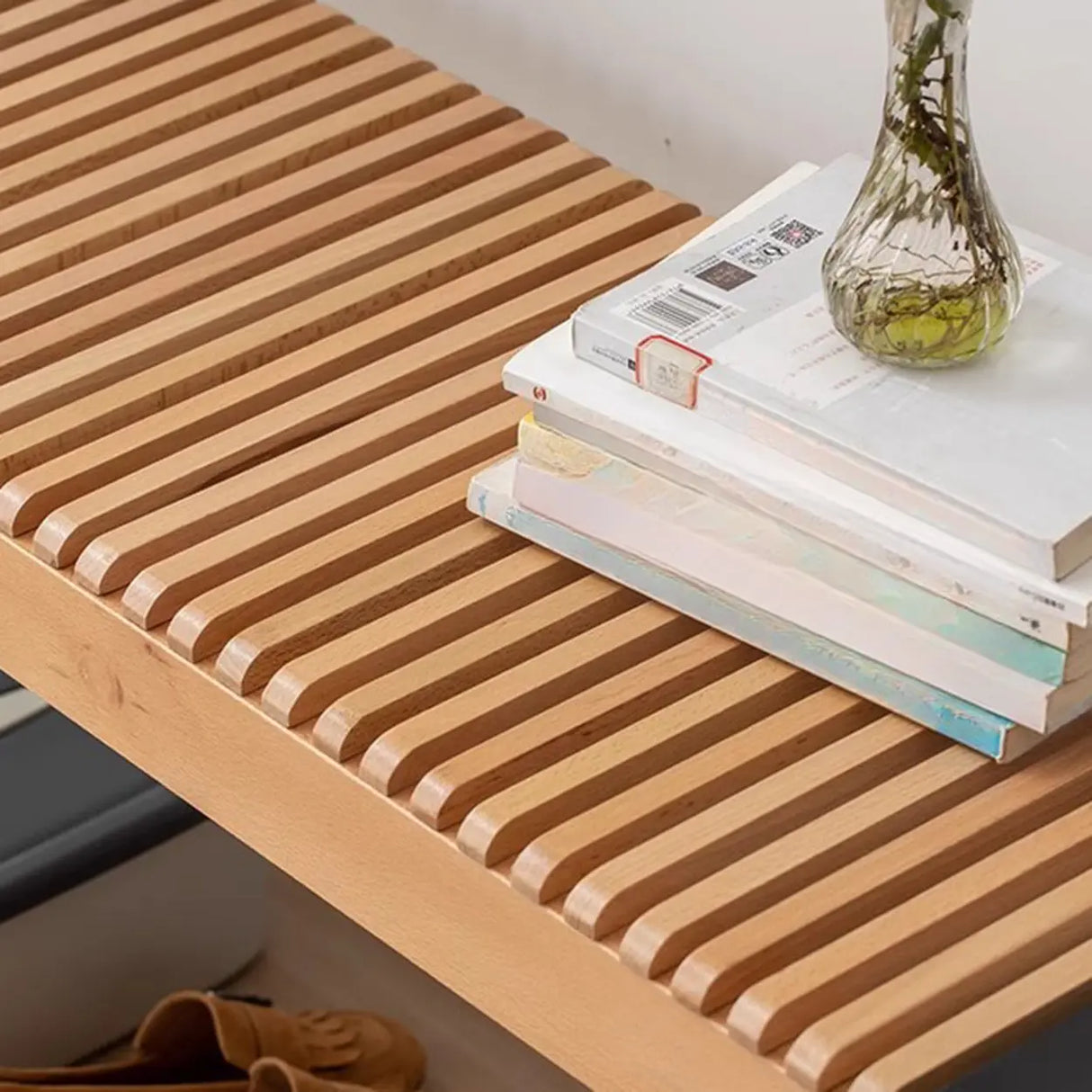 Modern Entryway Coat Rack Bench with Shoe Storage Seat Image - 6