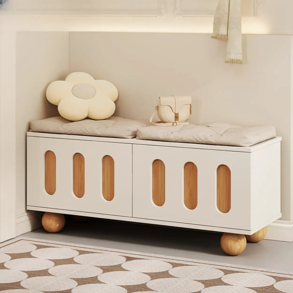 Modern Entryway Shoe Bench with Storage & Soft Cushion Image - 1