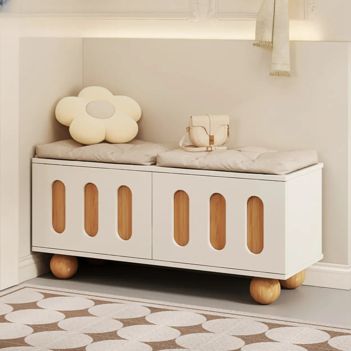 Modern Entryway Shoe Bench with Storage & Soft Cushion Image - 11