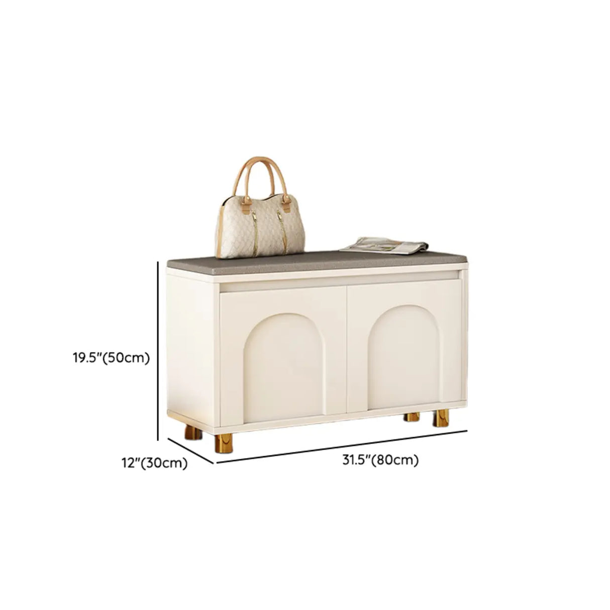 Modern Entryway Shoe Bench with Storage & Soft Cushion Image - 16