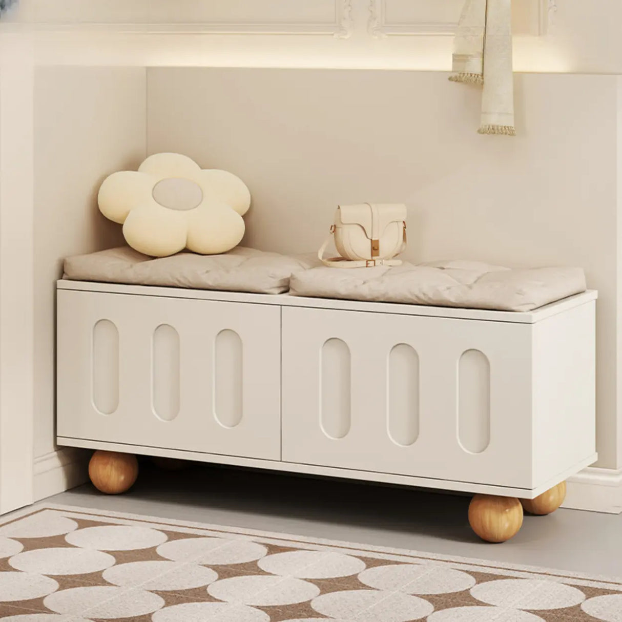 Modern Entryway Shoe Bench with Storage & Soft Cushion Image - 3