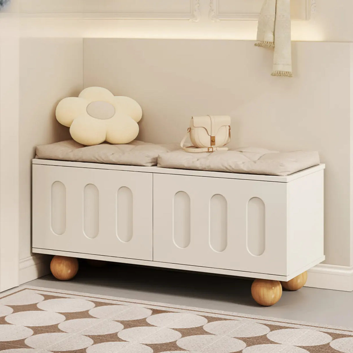 Modern Entryway Shoe Bench with Storage & Soft Cushion Image - 9