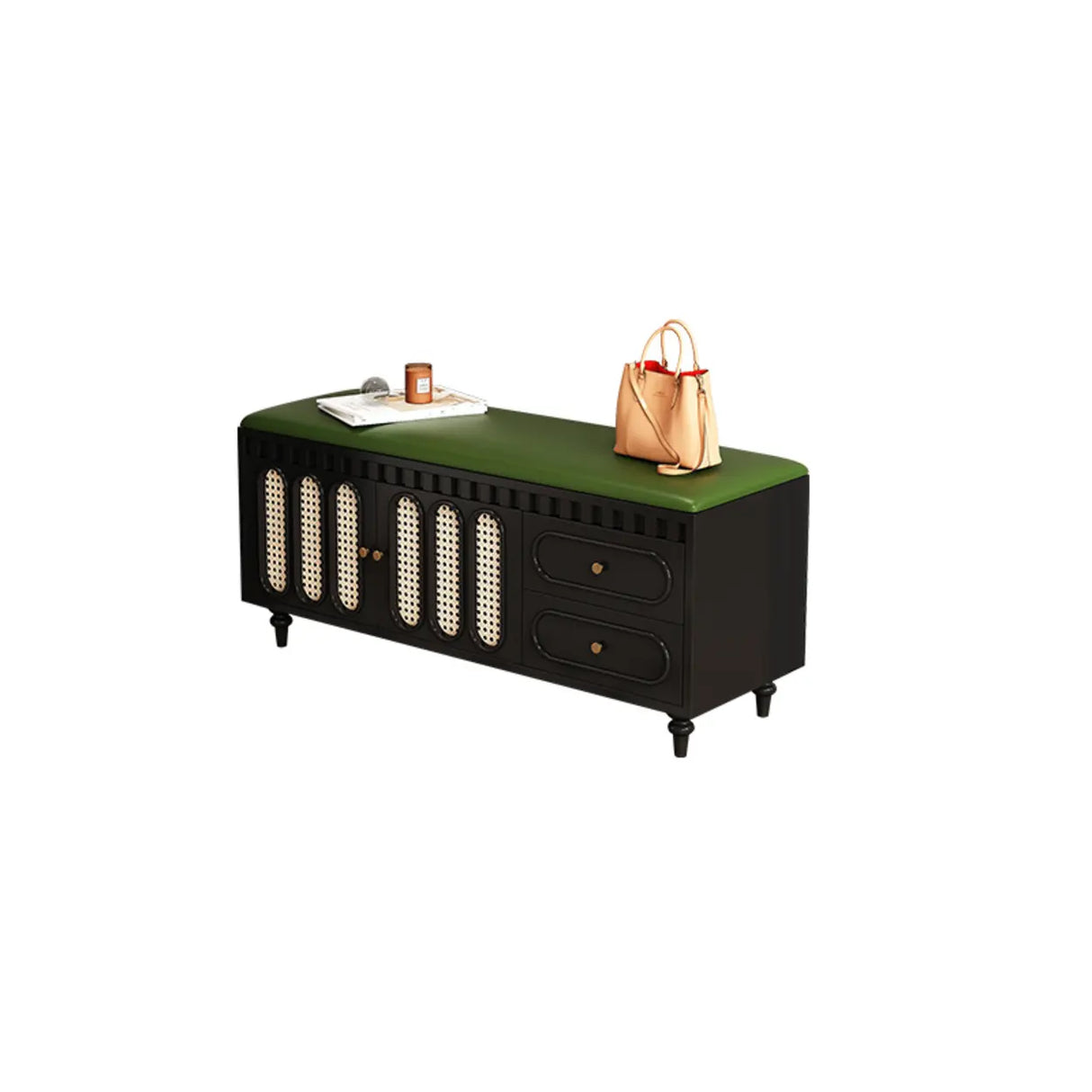 Modern Entryway Storage Bench with Cushioned Seat & Drawers Image - 3