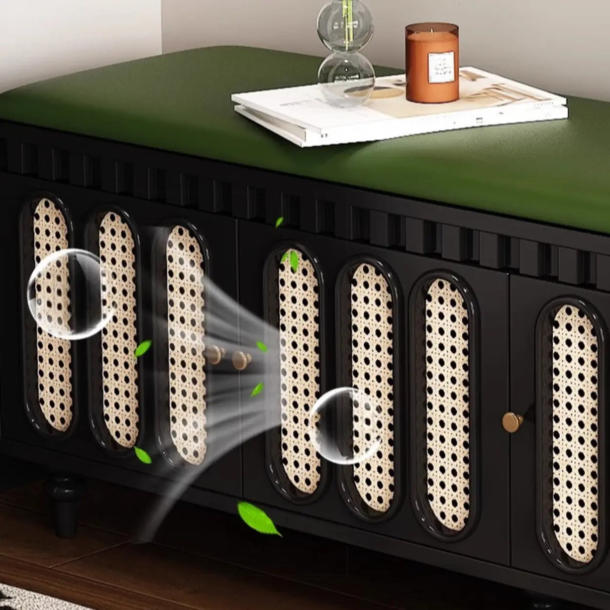 Modern Entryway Storage Bench with Cushioned Seat & Drawers Image - 9