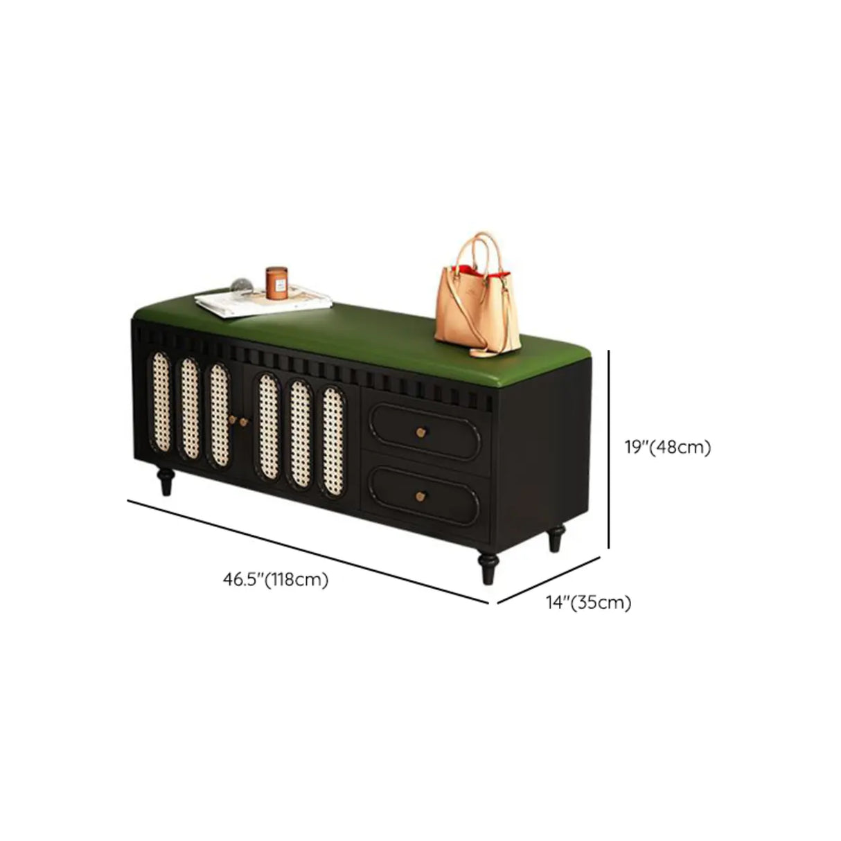 Modern Entryway Storage Bench with Cushioned Seat & Drawers Image - 13