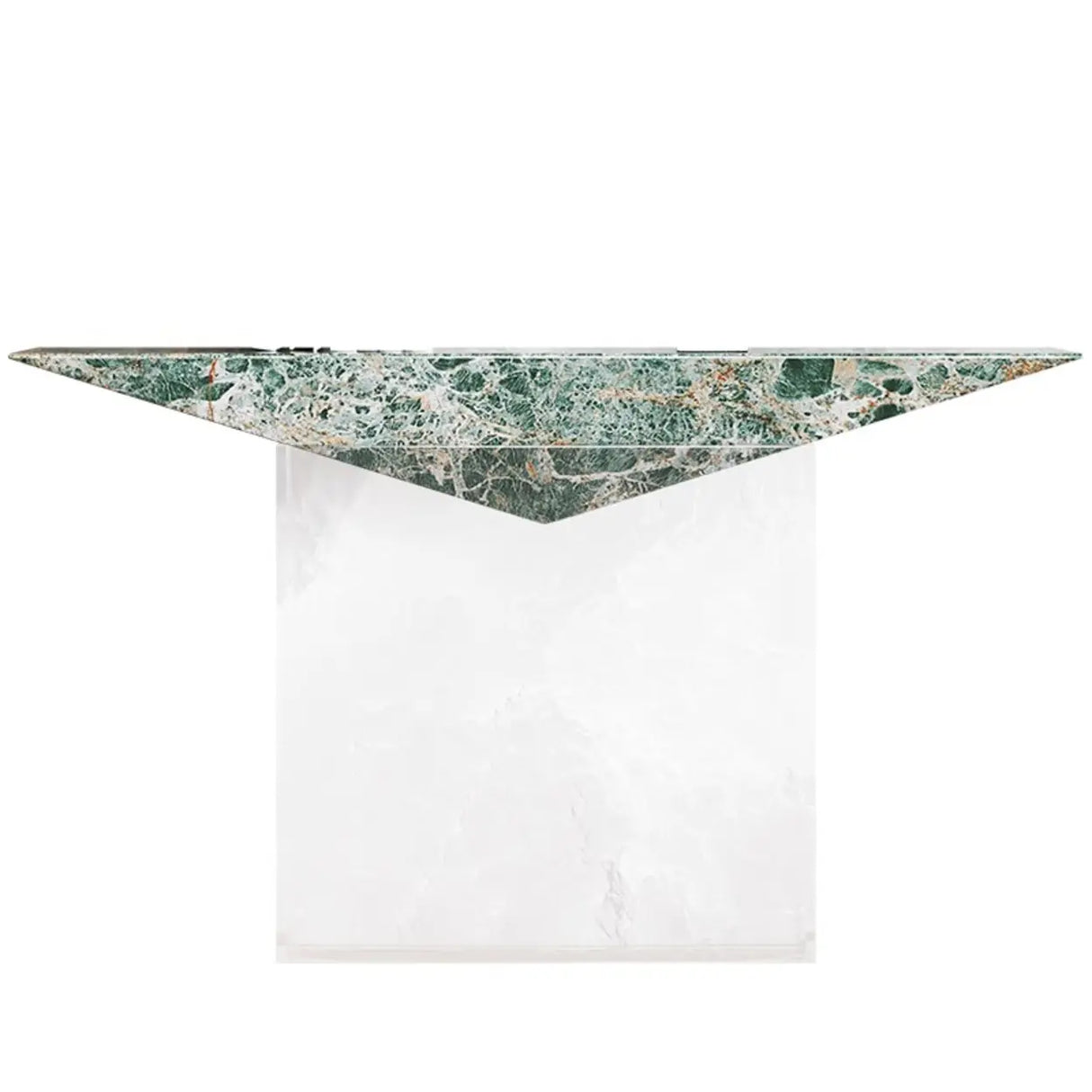 Modern Entryway Triangle Stone Clear Acrylic Base Console Table Image - 2